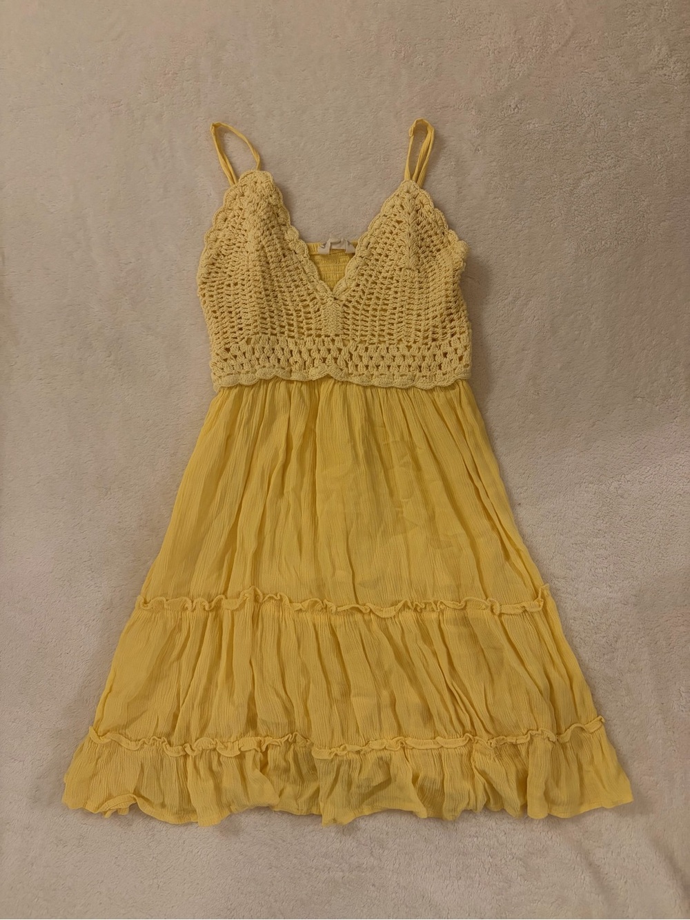 indulge Yellow Crochet Bust Mini Dress